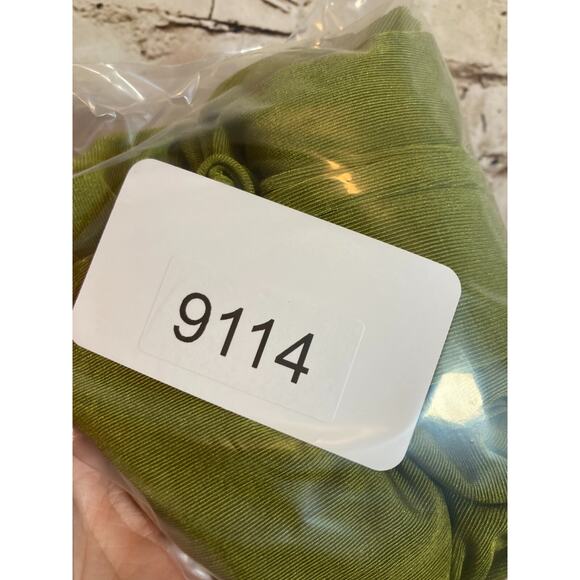 Peppermayo Crop Top Womens 6 Pea Green Slinky Tie Front Ruched Cropped Boho - Picture 12 of 15